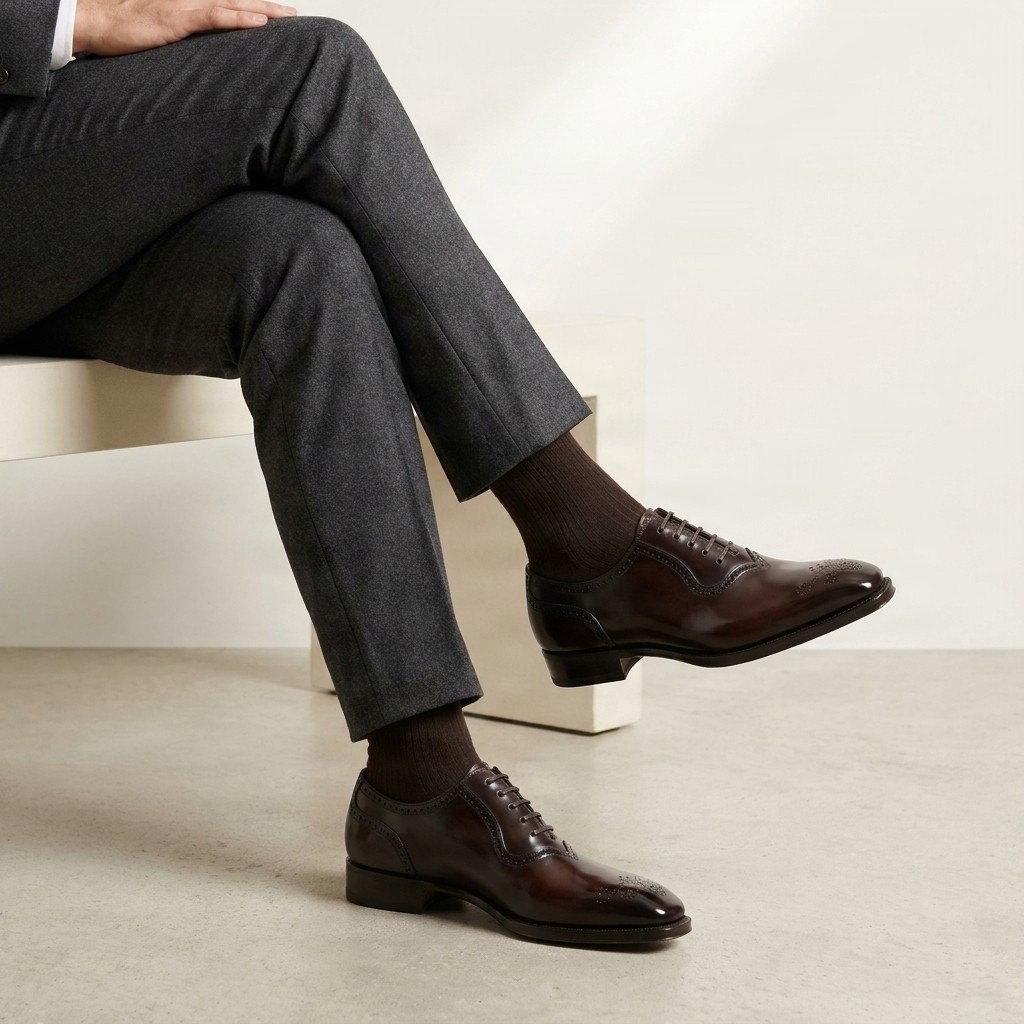 Men's leather brogues in oxblood