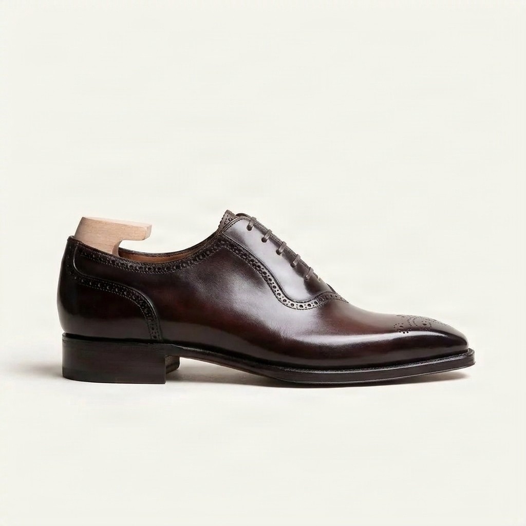Oxblood leather brogues for men