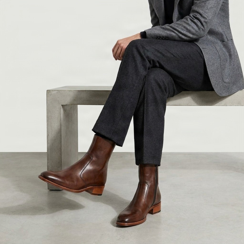 Men's leather ankle boots in brown
