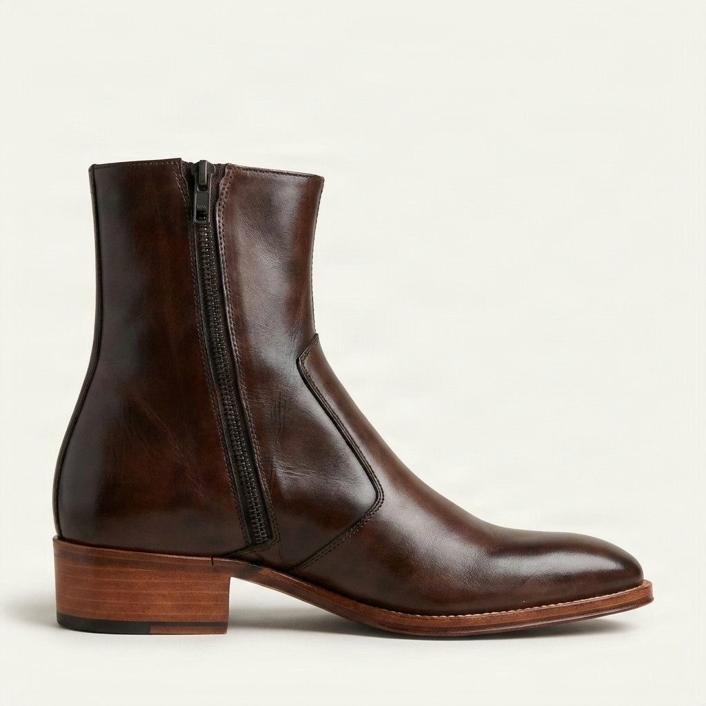 Men's brown leather ankle boots