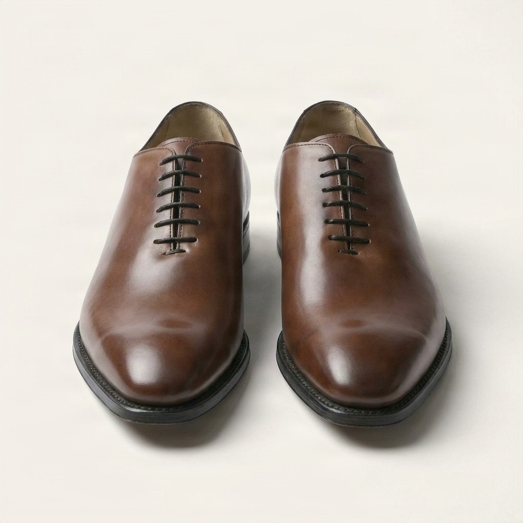 Brown leather oxford shoes plain for men