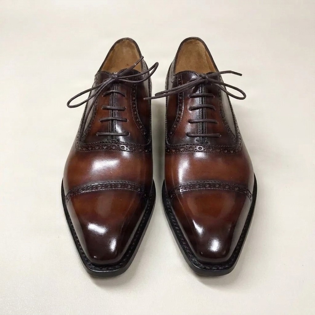 Men's leather cap toe brogues in brown