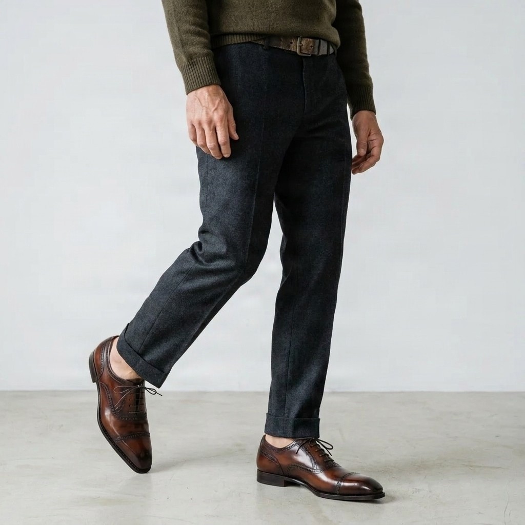 Men's brown leather cap toe brogues