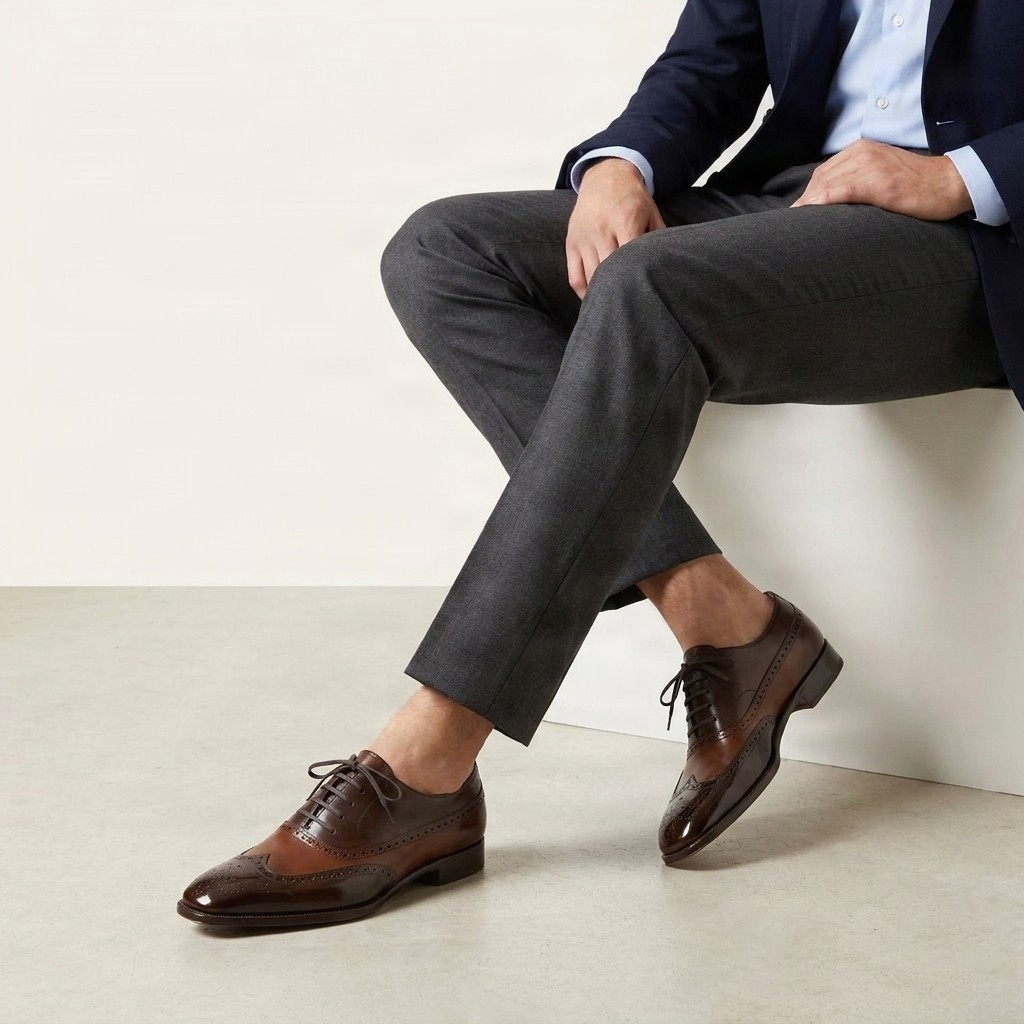 Men's brown and tan leather brogues