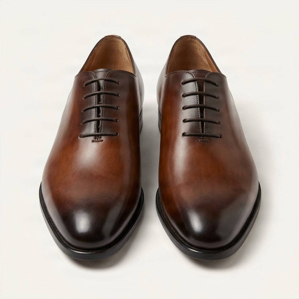 Men's leather oxford shoes plain toe in brown