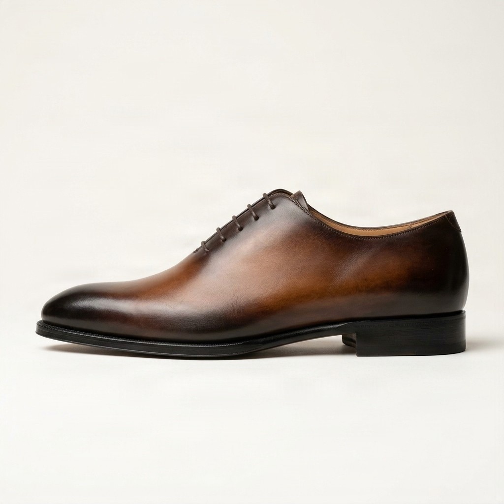 Brown leather oxford shoes plain toe for men