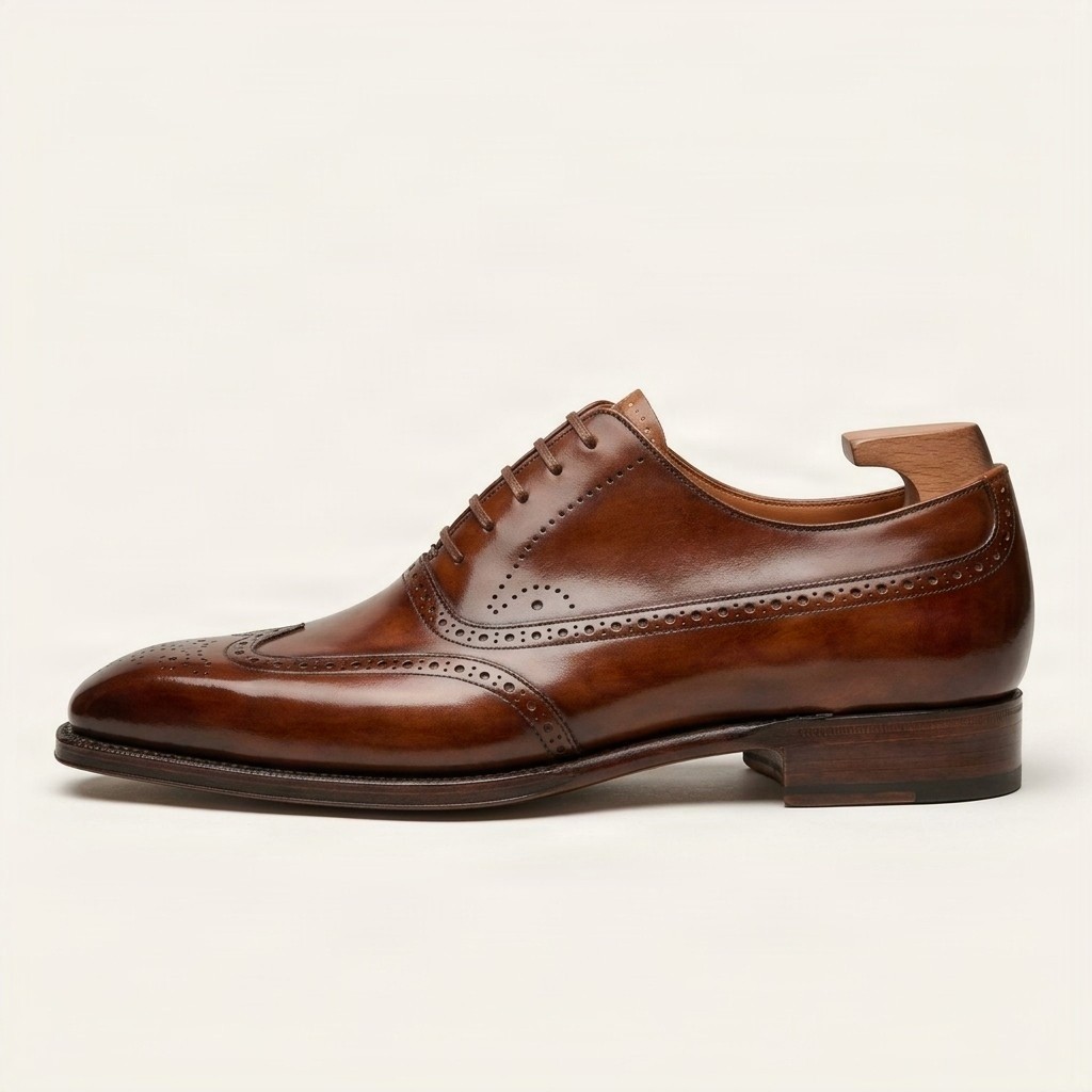 Brown leather wingtip brogues full for men