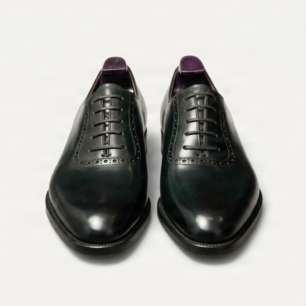 Men's leather brogues in green