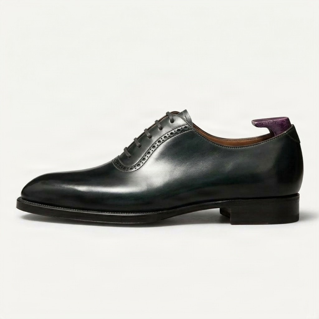 Green leather brogues for men