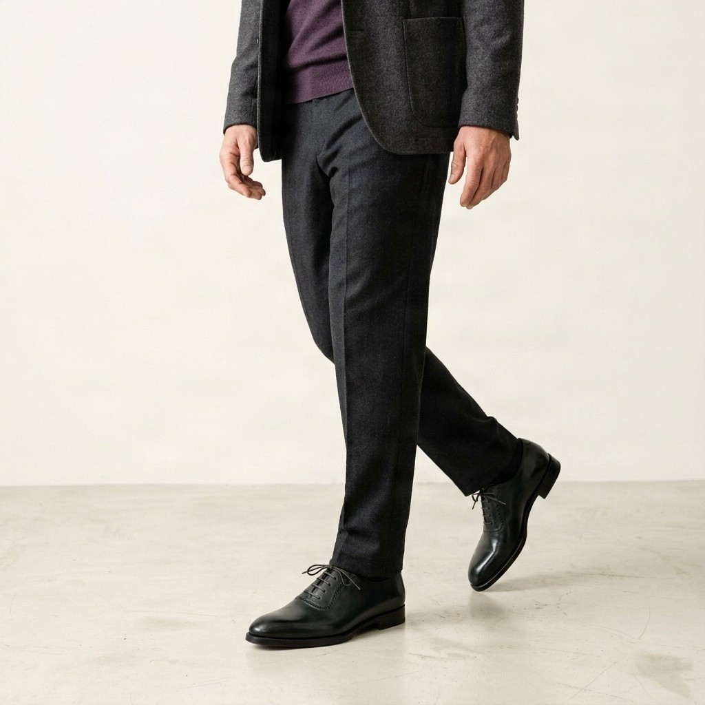 Men's green leather brogues