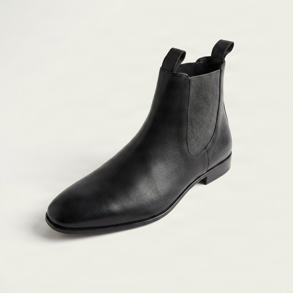 Men's leather chelsea boots red in black