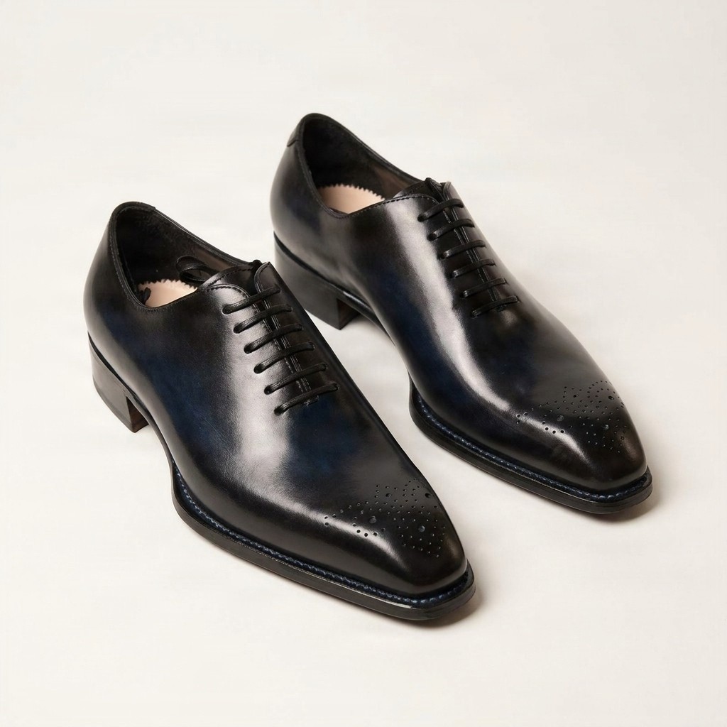 Navy leather brogues for men
