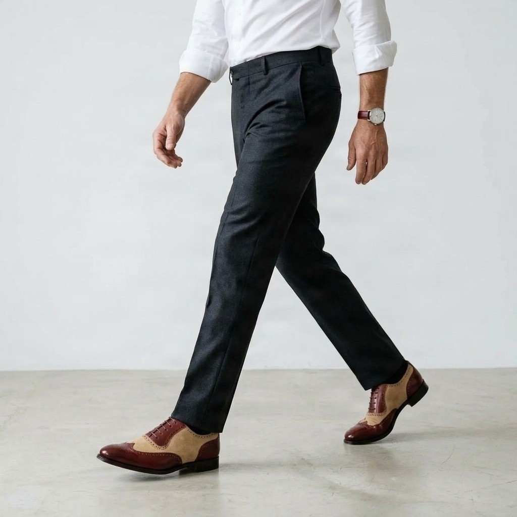 Men's suede brogues in burgundy and beige