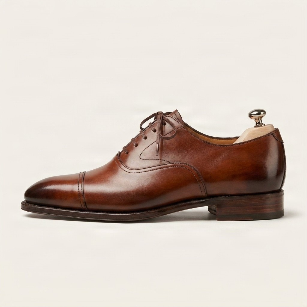 Men's leather oxford shoes in chestnut