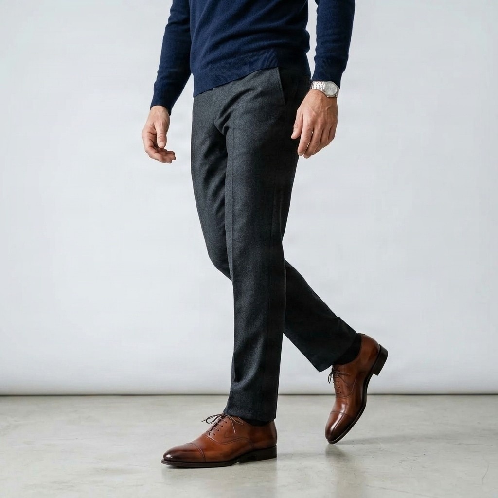 Chestnut leather oxford shoes for men