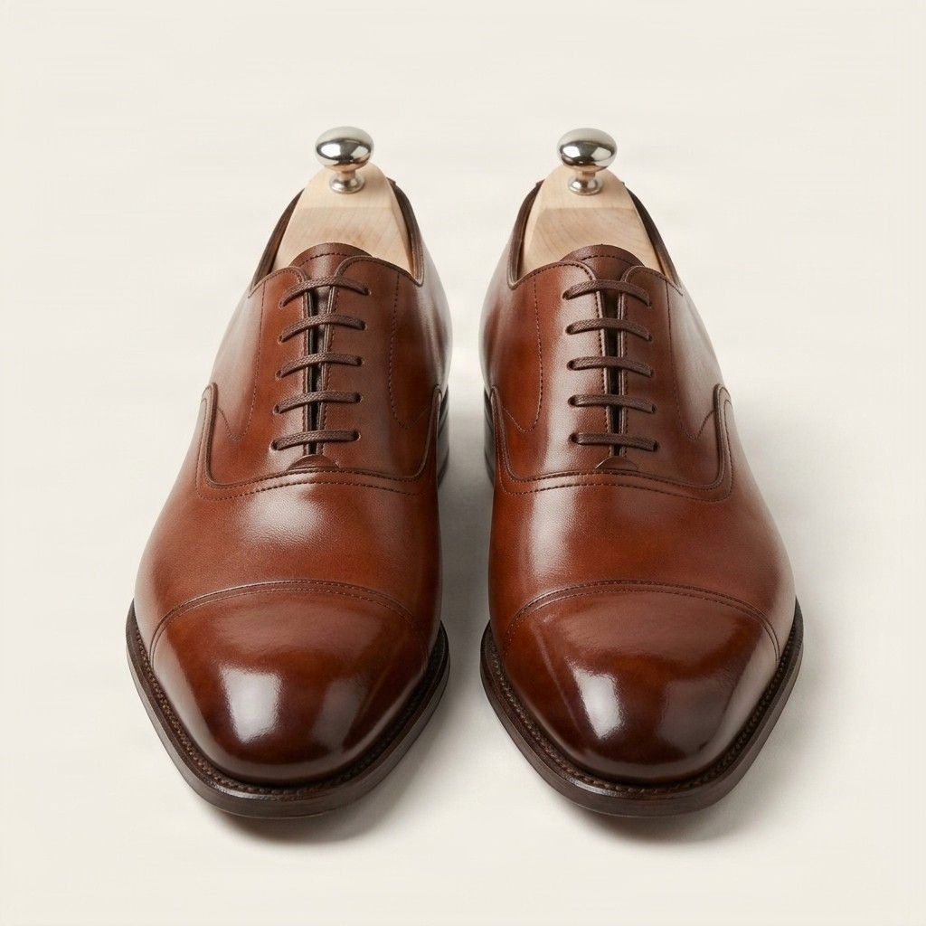 Men's chestnut leather oxford shoes