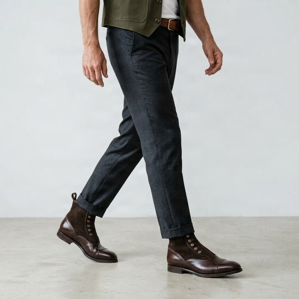 Men's brown leather dress boots
