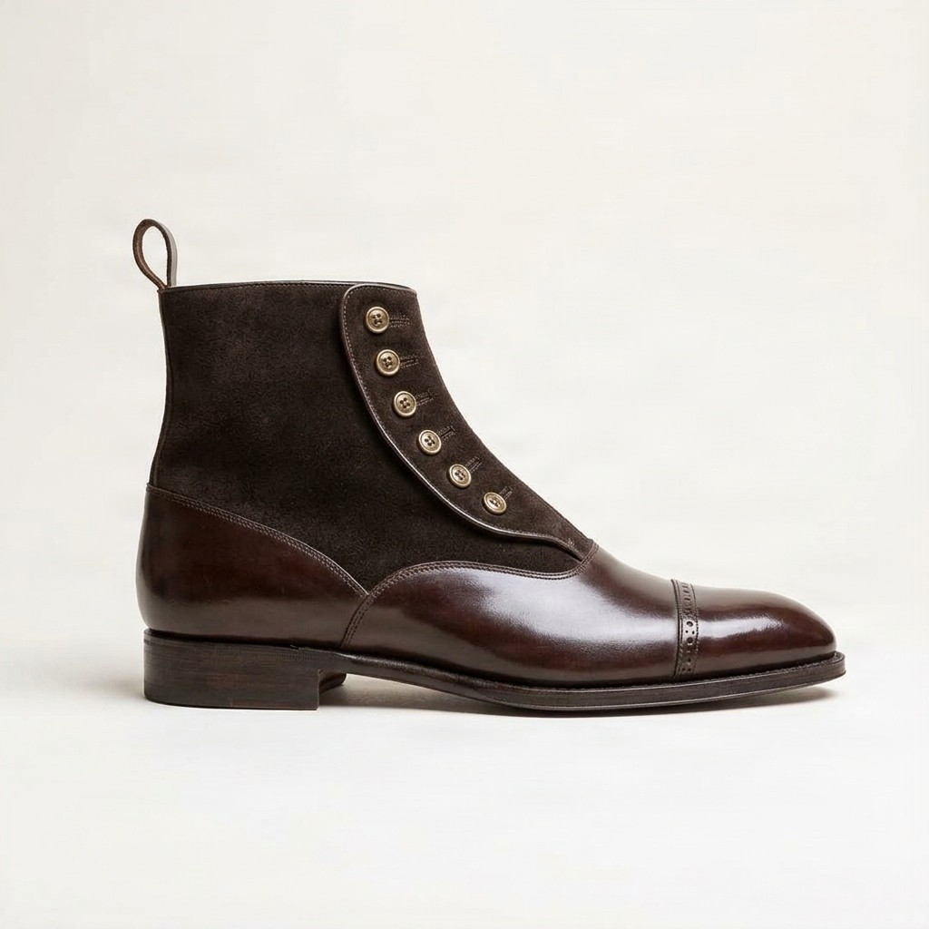 Brown leather dress boots for men