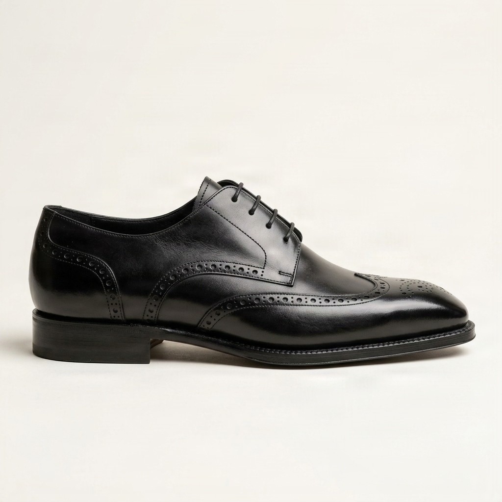 Men's leather wingtip brogues in black