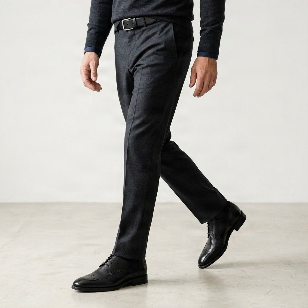 Men's black leather wingtip brogues