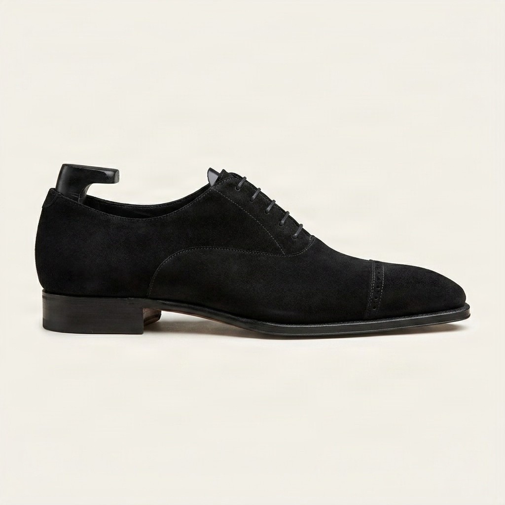 Black suede oxford shoes for men