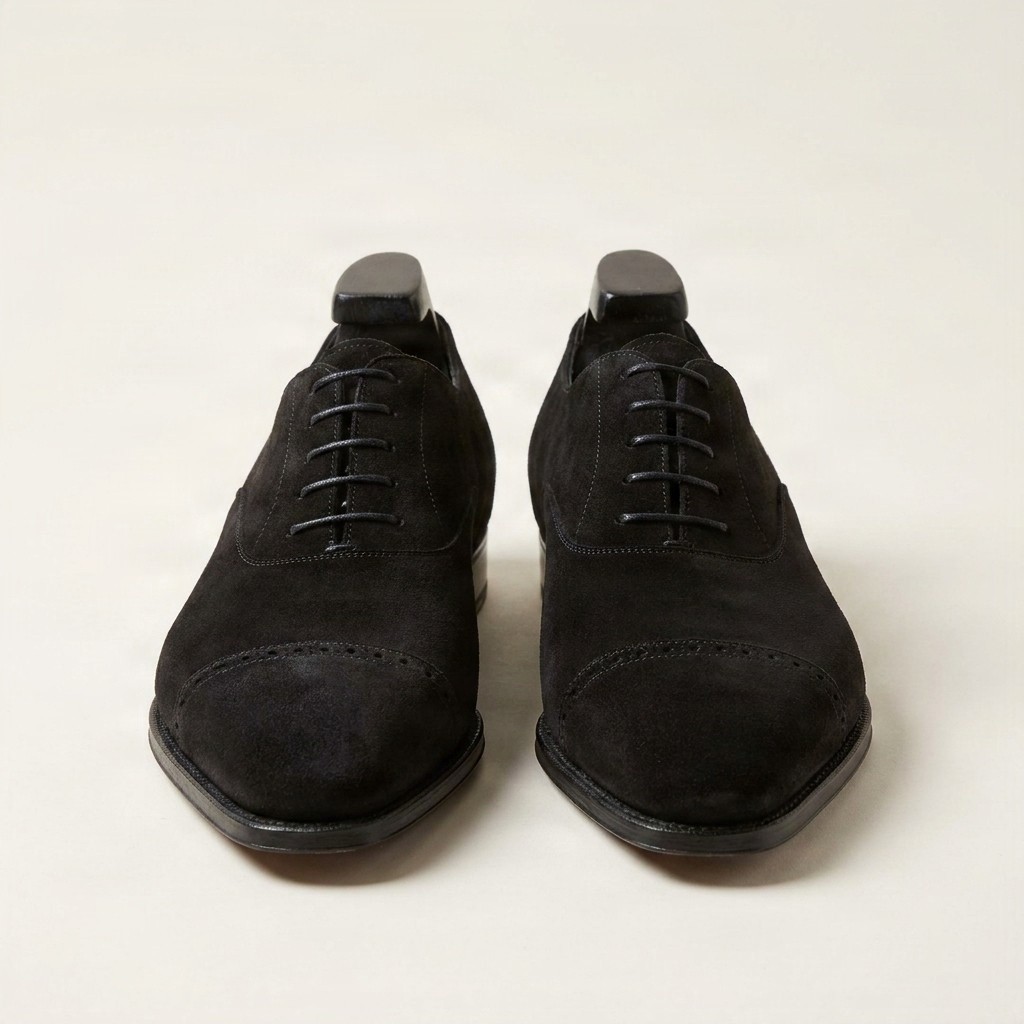 Men's suede oxford shoes in black