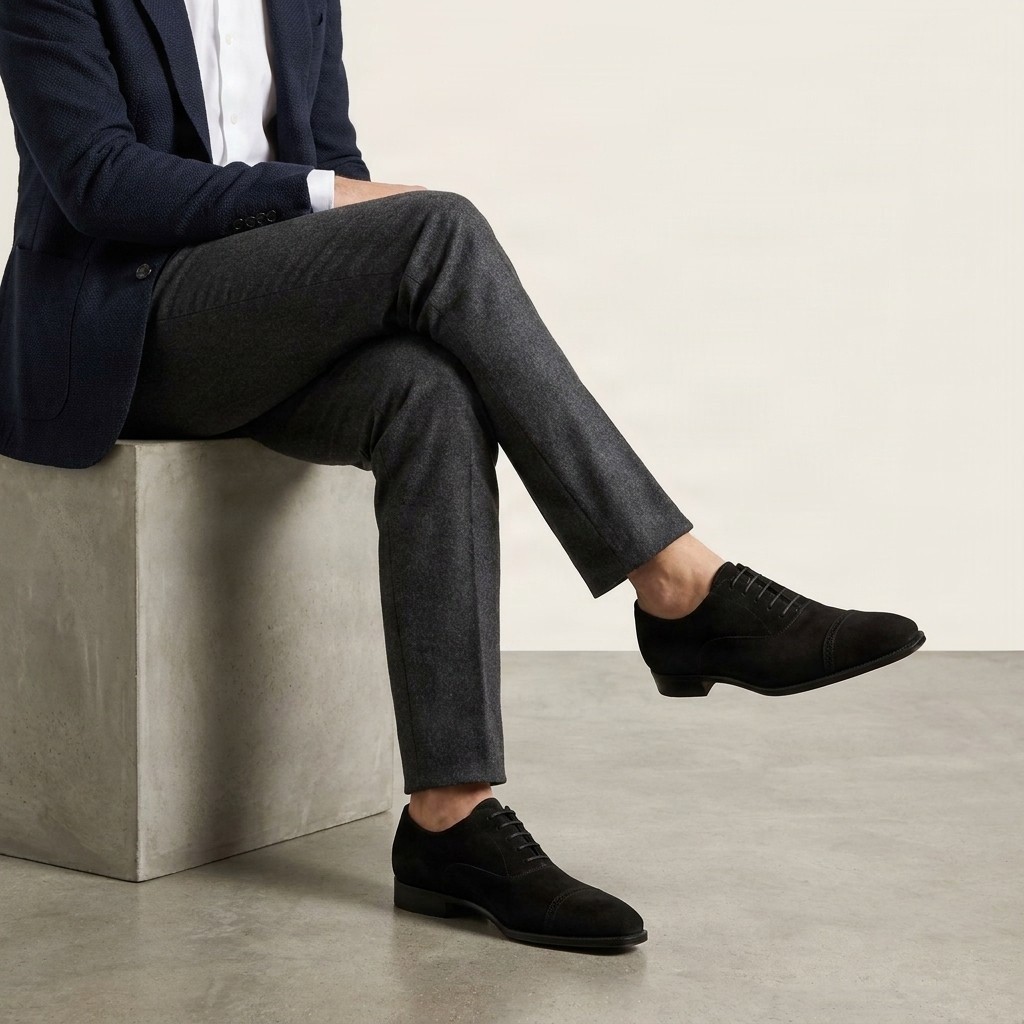 Men's black suede oxford shoes