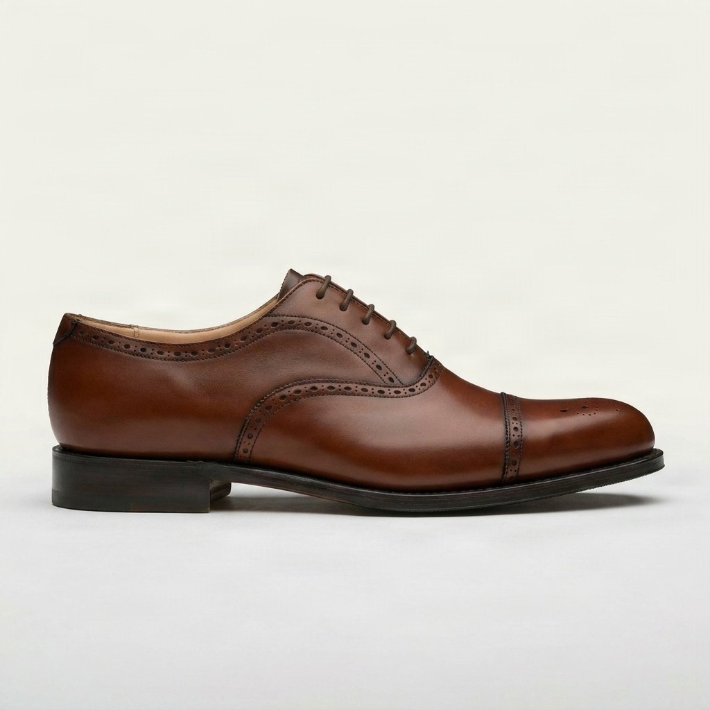 Brown leather cap toe brogues full for men