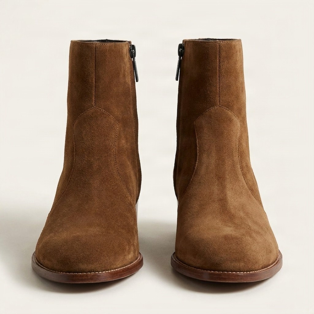 Tan suede chelsea boots slip on for men