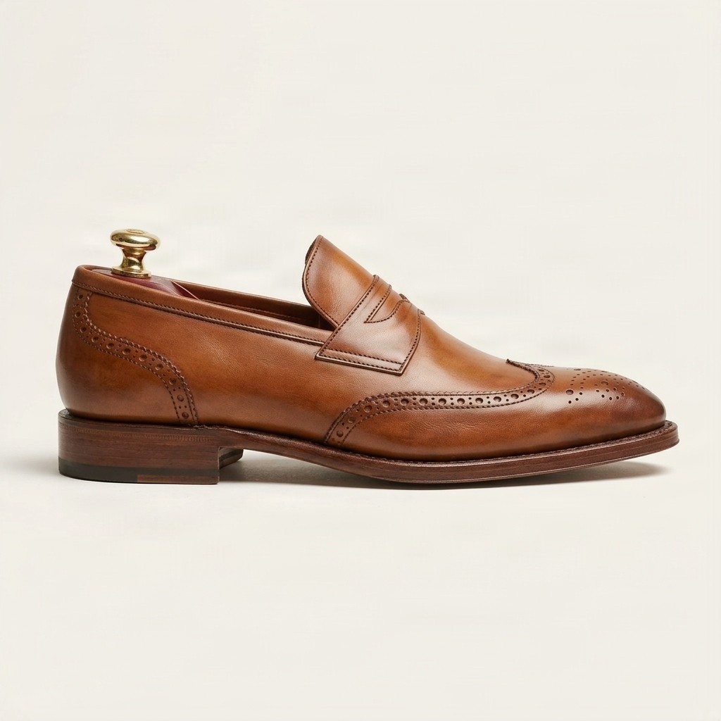 Men's leather penny loafers in cognac