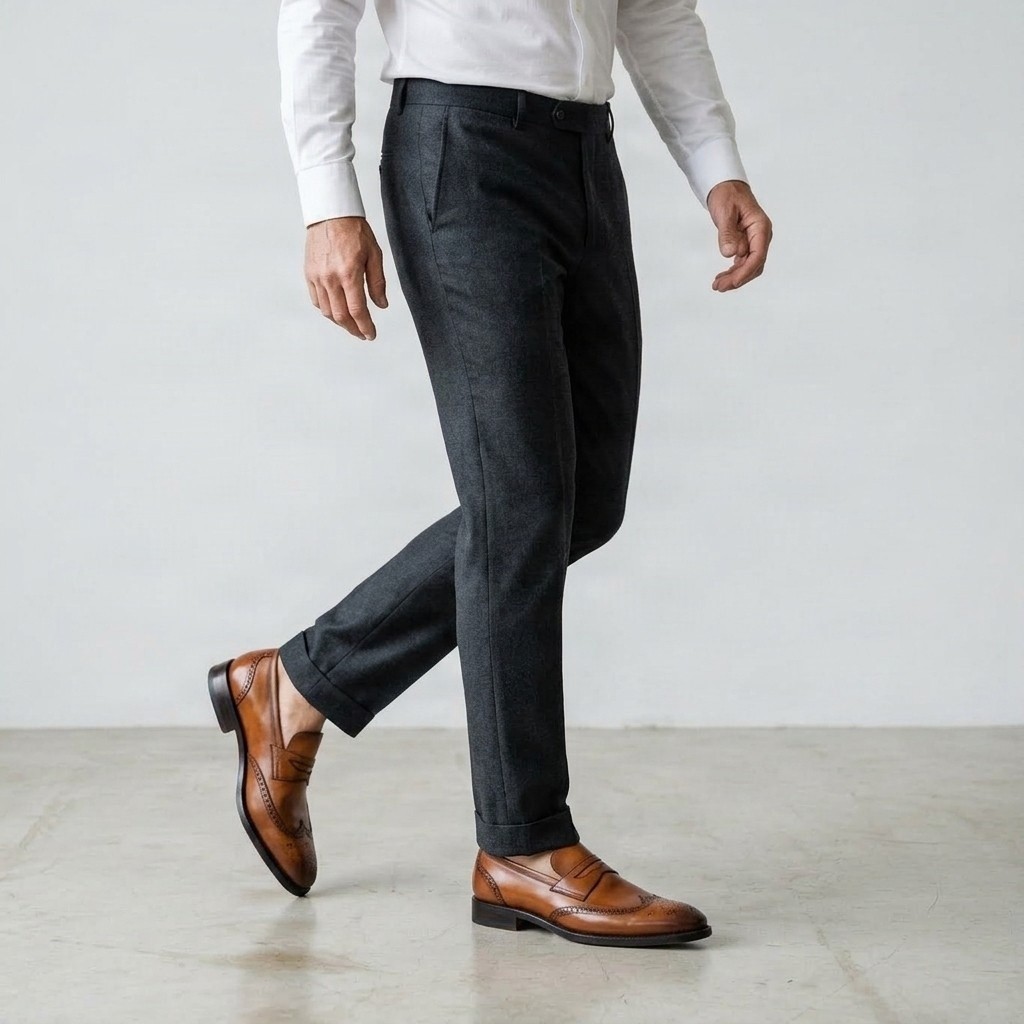 Men's cognac leather penny loafers
