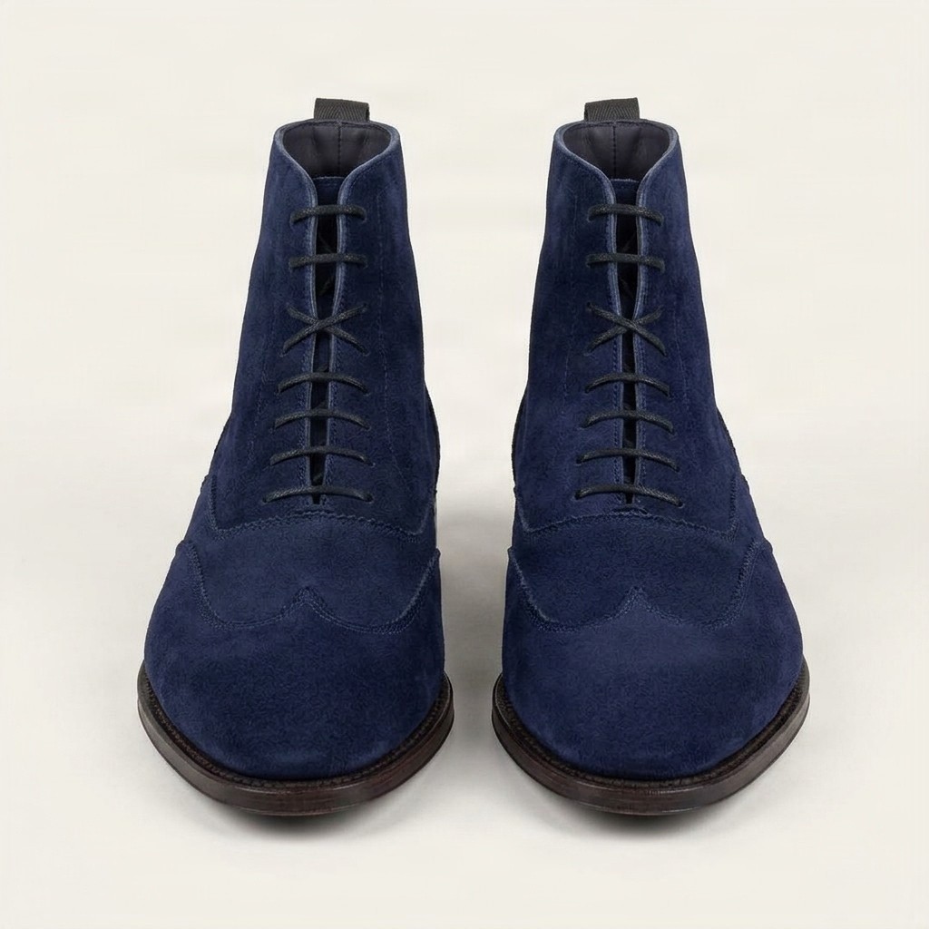 Men's navy suede brogues
