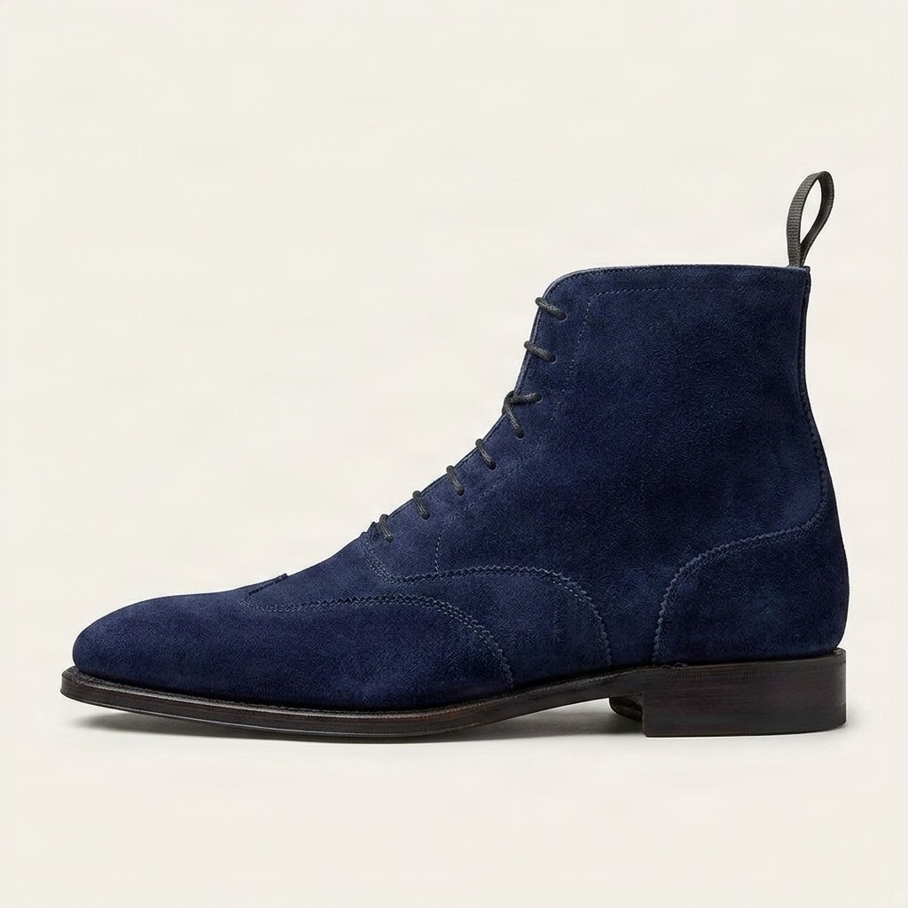 Navy suede brogues for men