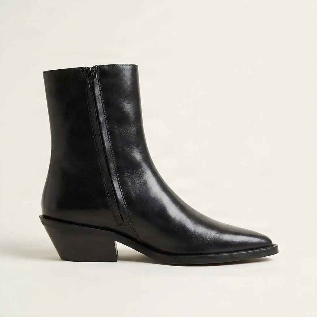 Men's black leather ankle boots