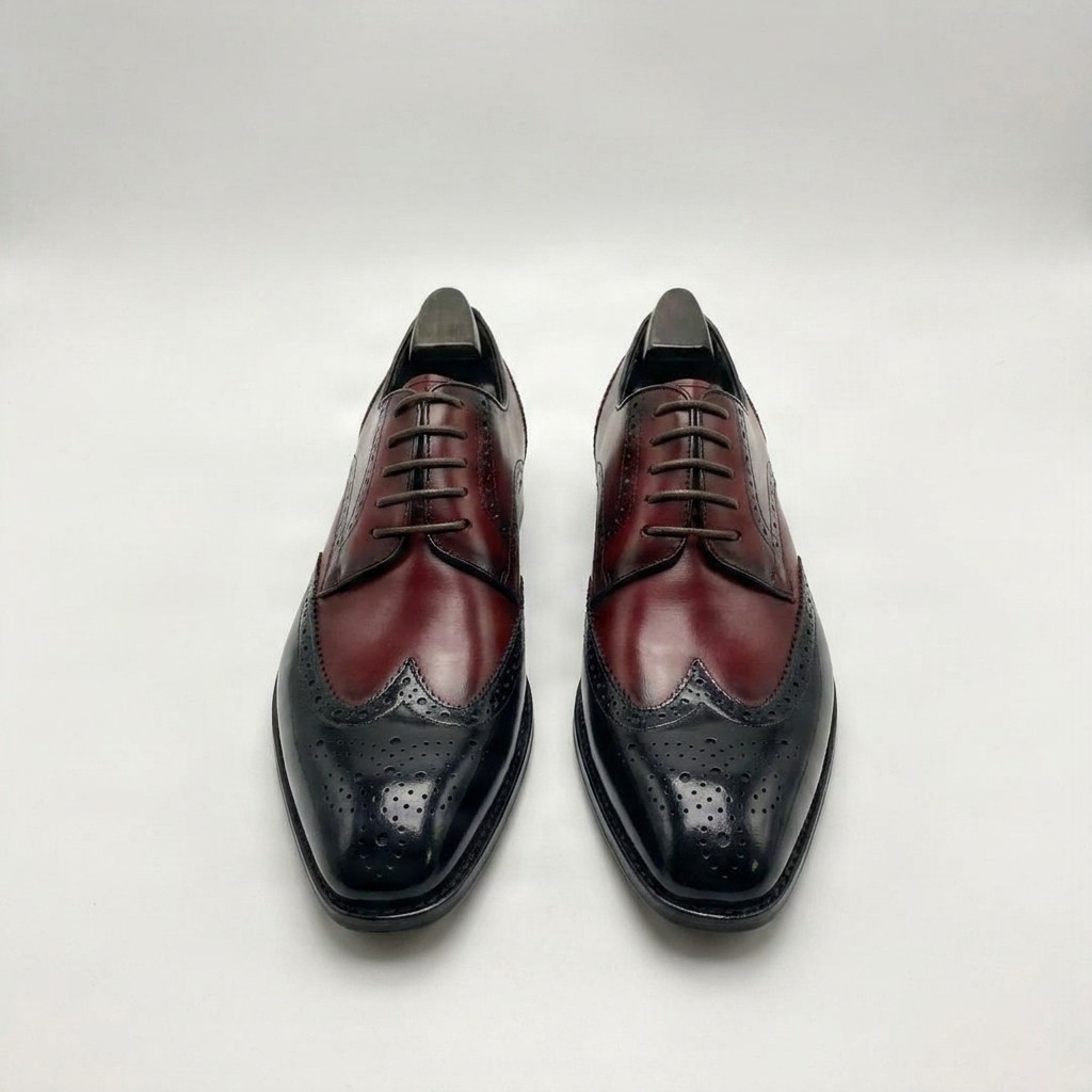 Men's burgundy and black leather brogues