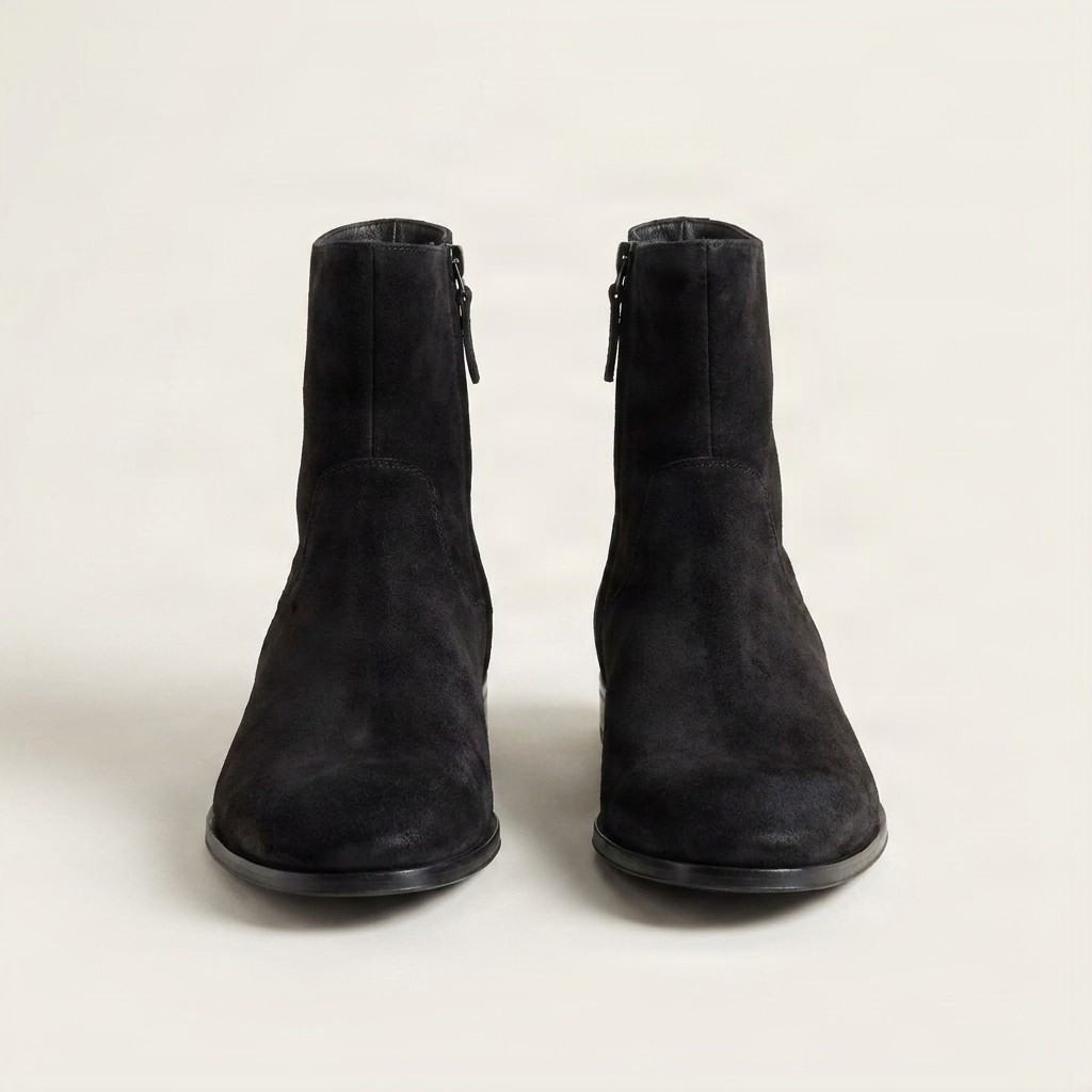 Men's black suede ankle boots side zip