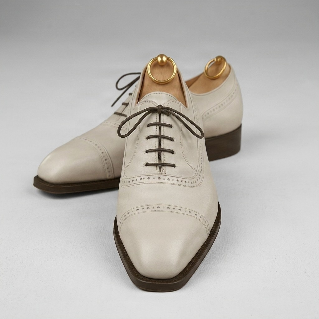 Men's grey leather cap toe brogues