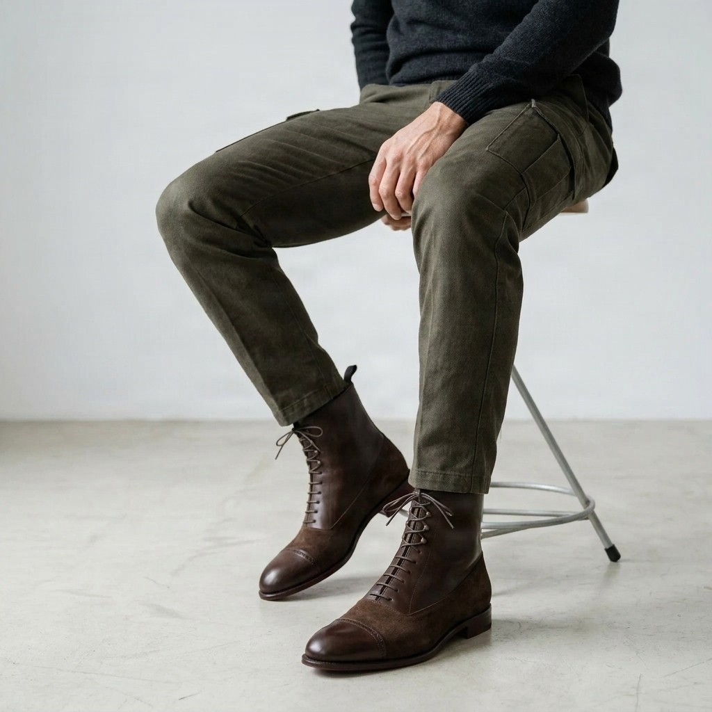 Men's brown suede dress boots