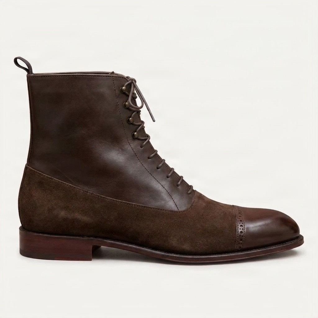 Brown suede dress boots for men