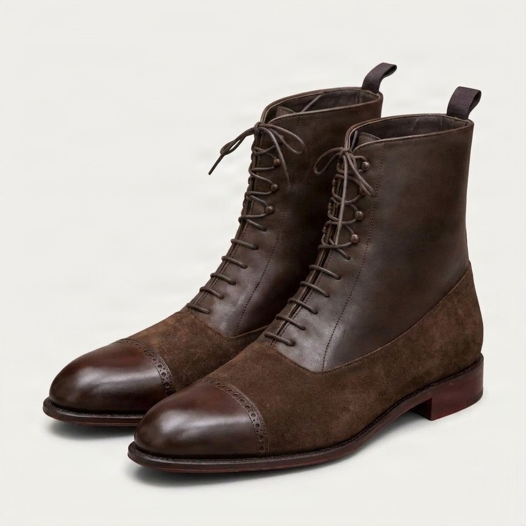 Men's suede dress boots in brown