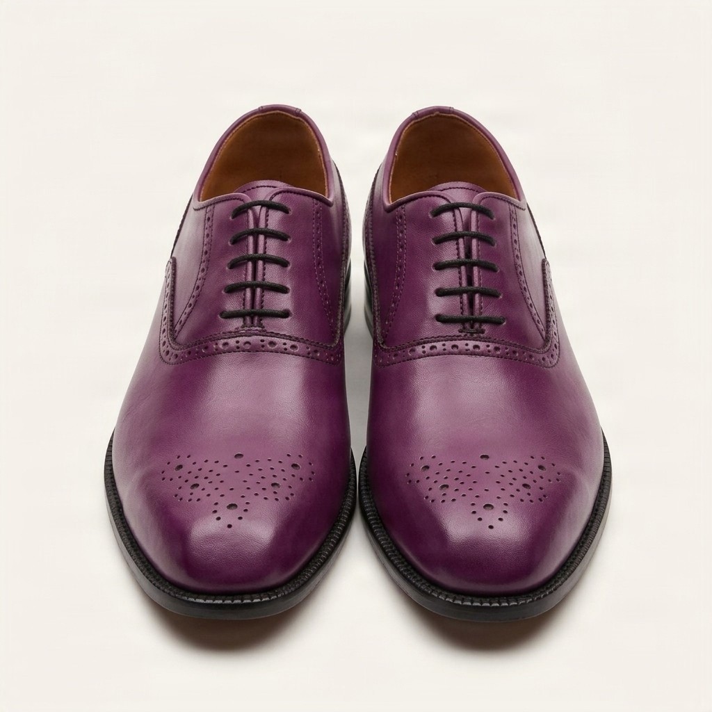 Men's leather brogues in purple