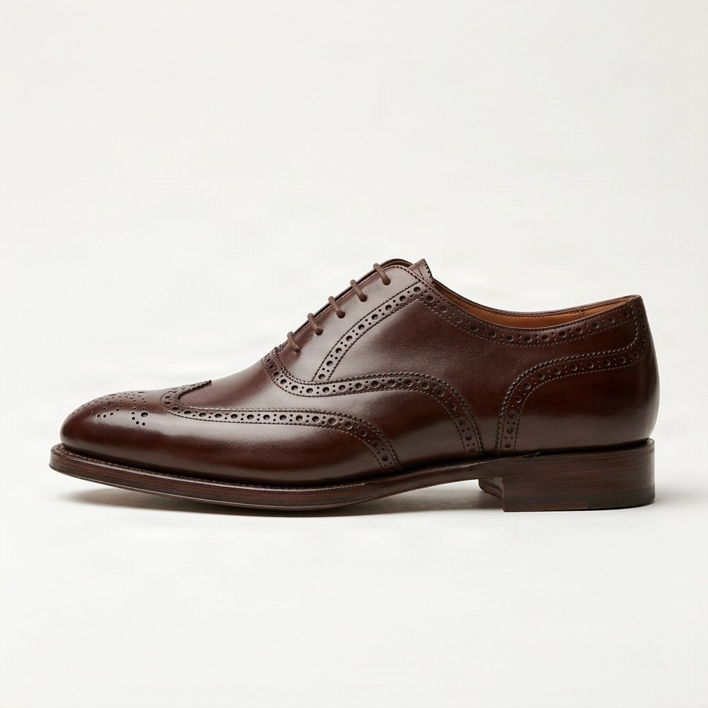 Brown leather wingtip brogues pointed for men