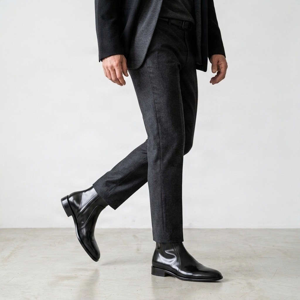 Men's patent leather chelsea boots in black