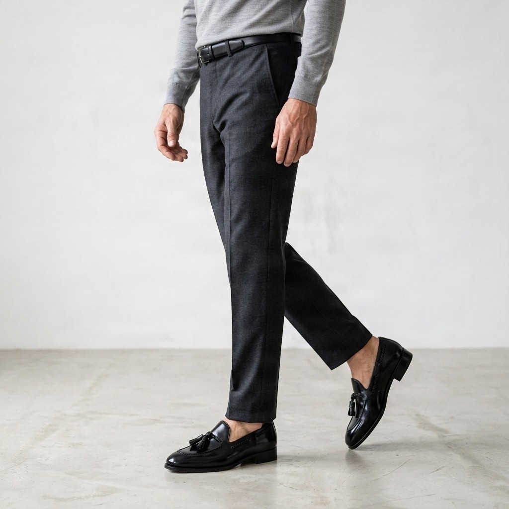 Men's black patent leather tassel loafers