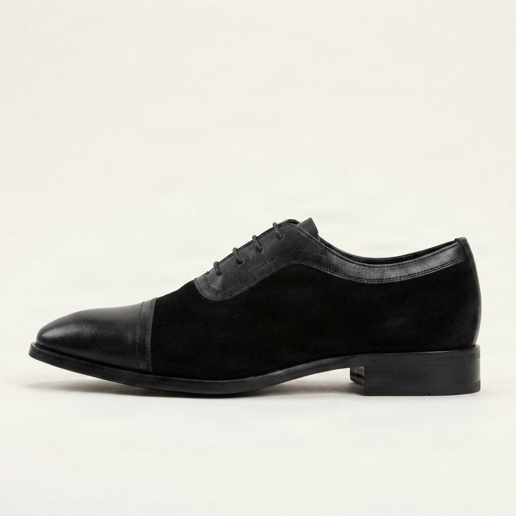 Men's black suede oxford shoes pointed toe