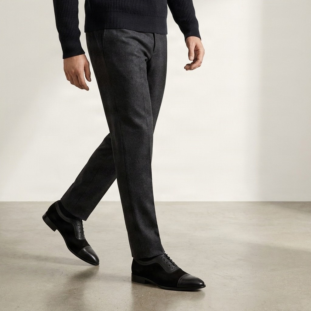 Black suede oxford shoes pointed toe for men