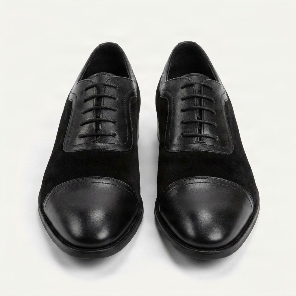 Men's suede oxford shoes pointed toe in black