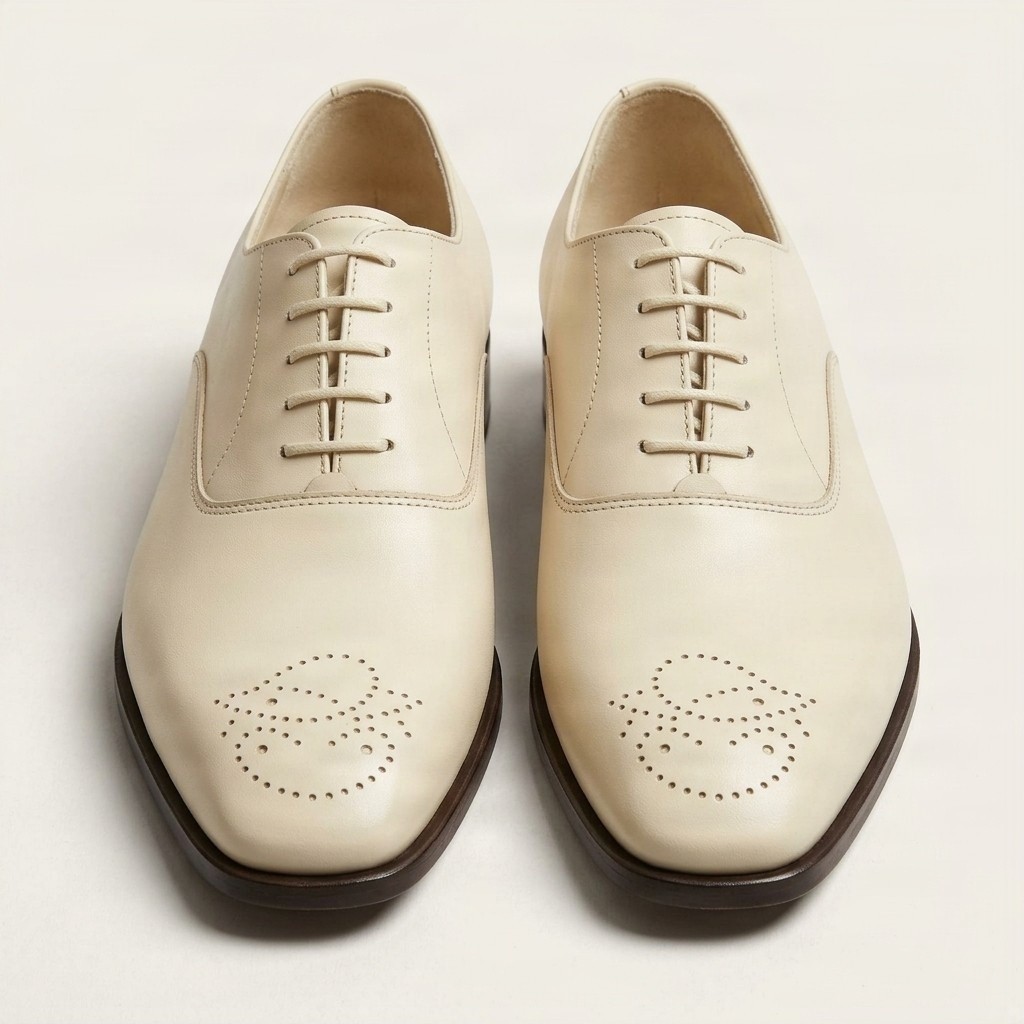 Men's leather derby shoes in cream