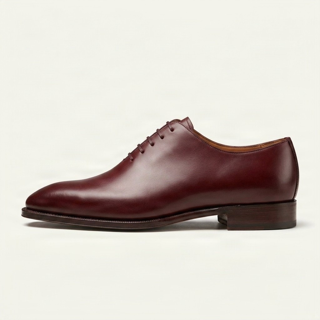 Burgundy leather wholecut oxfords plain for men