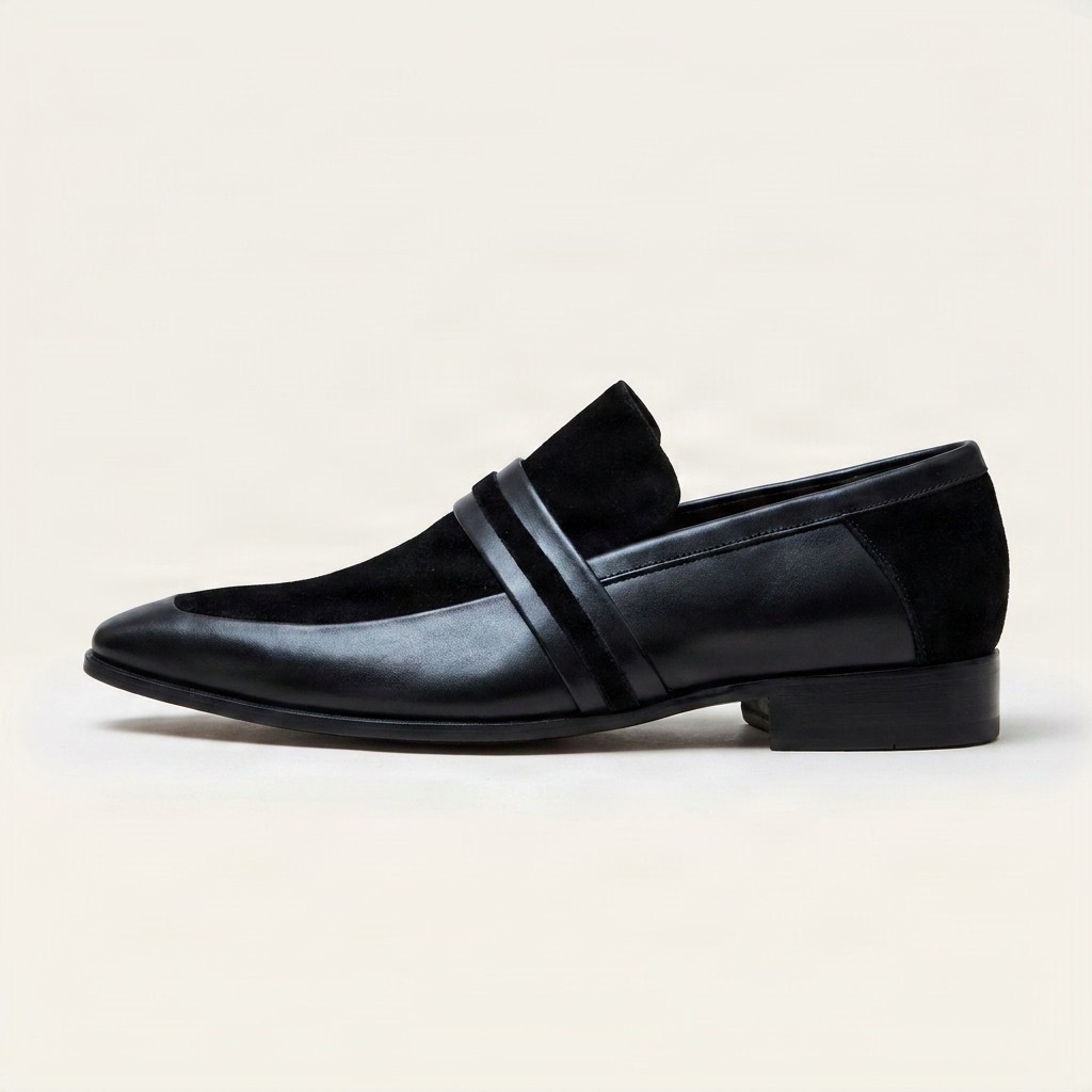 Black suede bit loafers for men